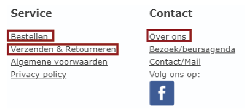 Footer - niet werkende links
