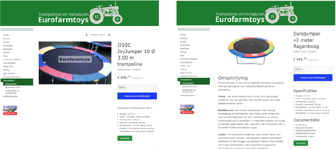 Productpagina situatie nu - verbetervoorstel