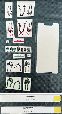 Low Fidelity Prototype van het spel, zoals getest met participant
