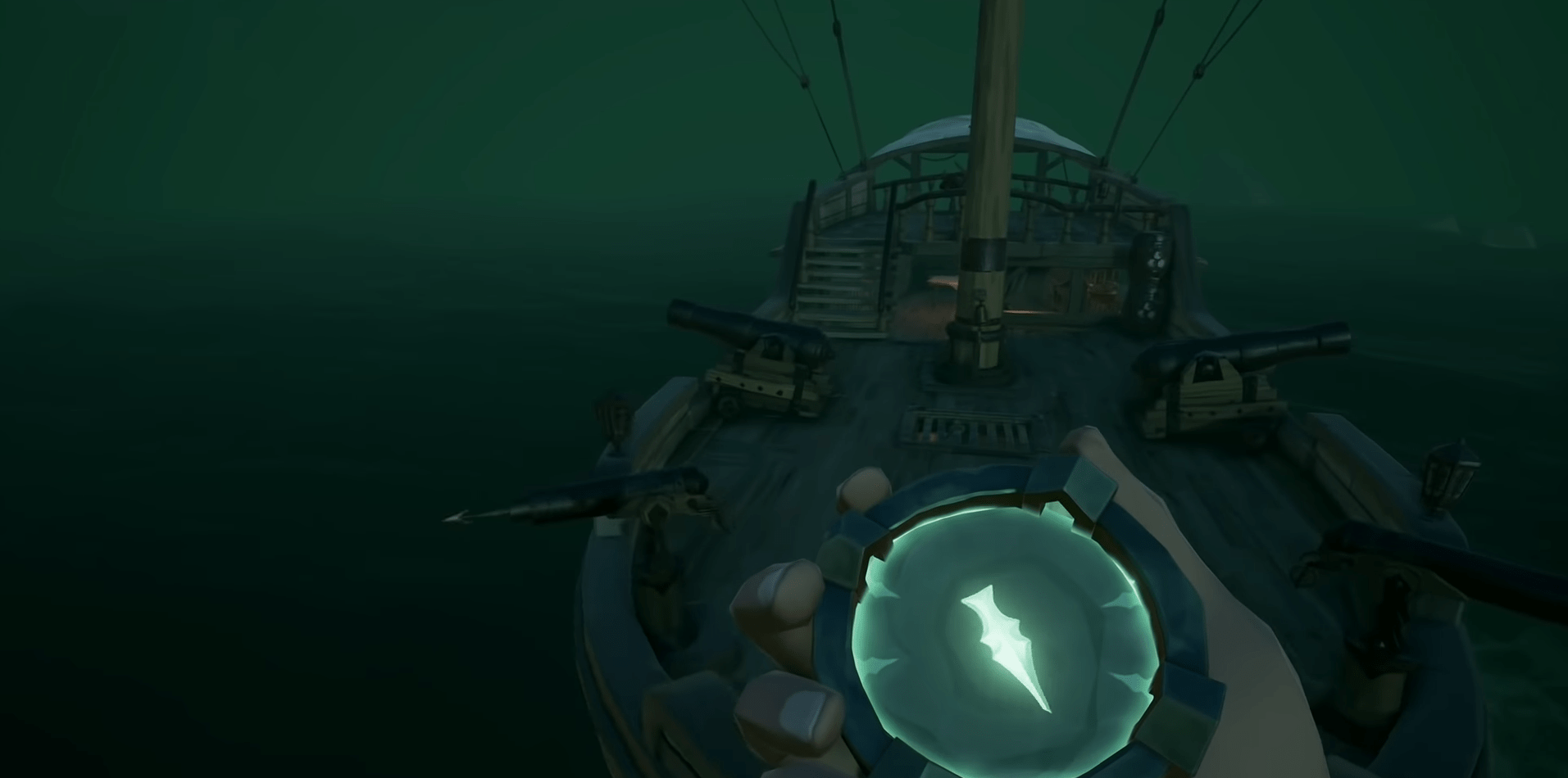 Sea of Thieves: het kompas dat de hoofdrolspeler in beeld houdt wijst altijd naar het volgende punt in de quest