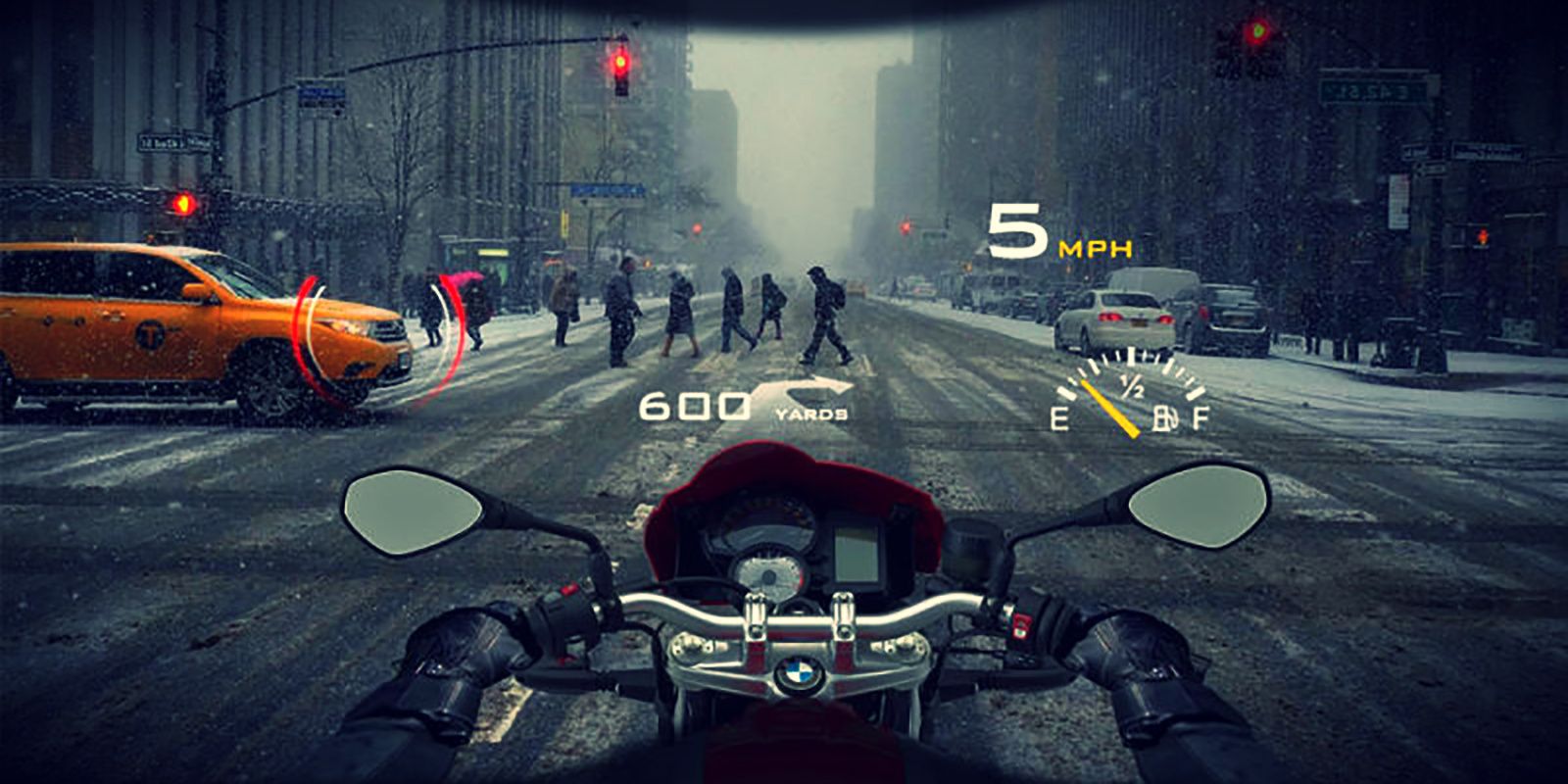 AR-interfaces dienen aan te sluiten op de context: de juiste informatie, op de juiste plek, op het juiste moment - oogpunt van een motorrijder, waarbij snelheid, navigatie en omgevingsfactoren zichtbaar worden gemaakt in een AR-interface