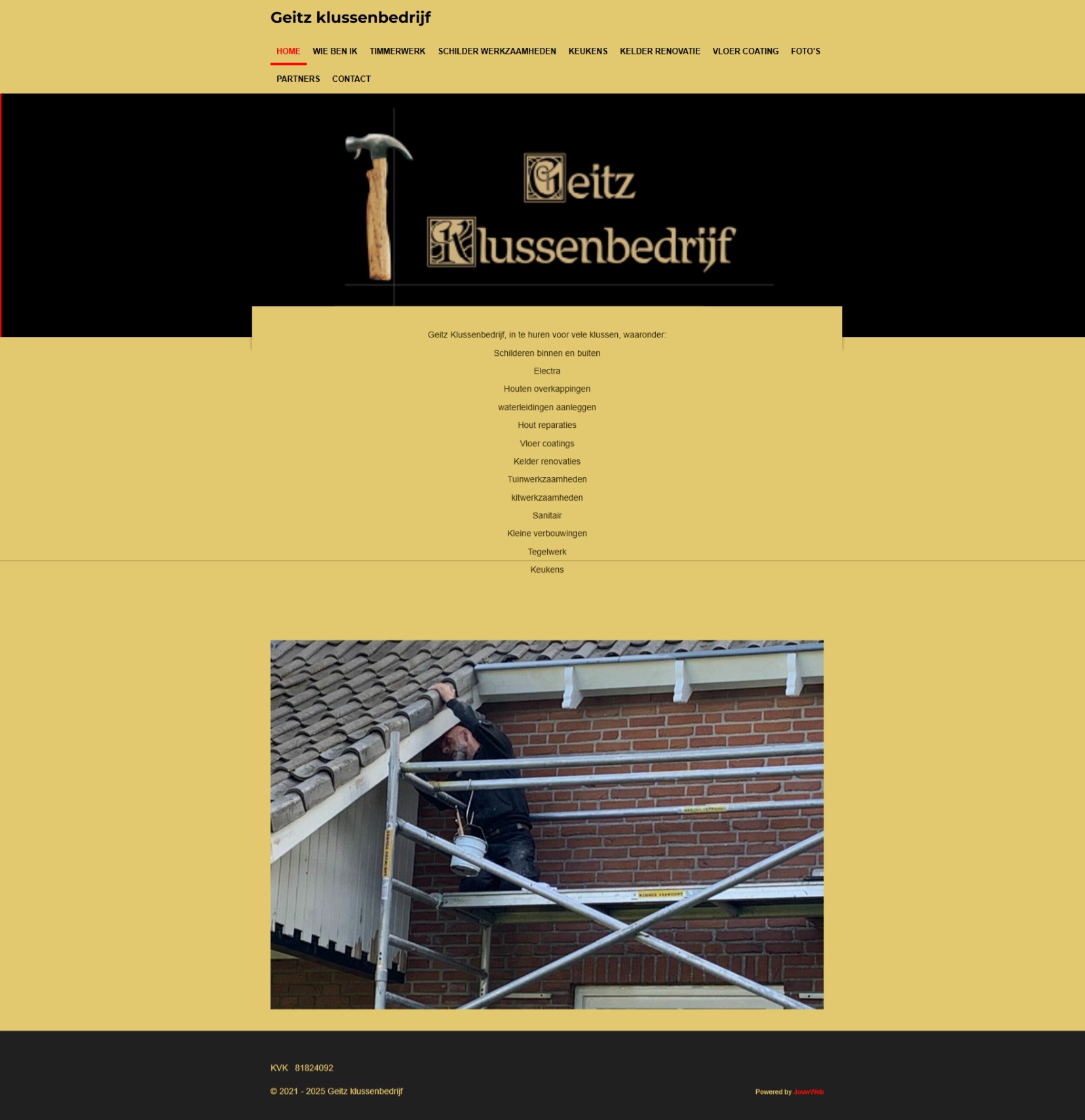 Huidige website Geitz Klussenbedrijf